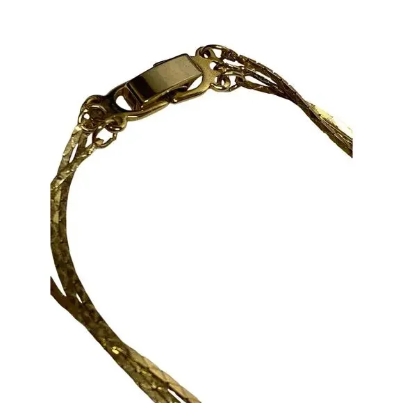 Vintage 70s Multi Strand Faux Pearl Gold Tone Bangle Beads Multi Chain Necklace - Picture 4 of 5